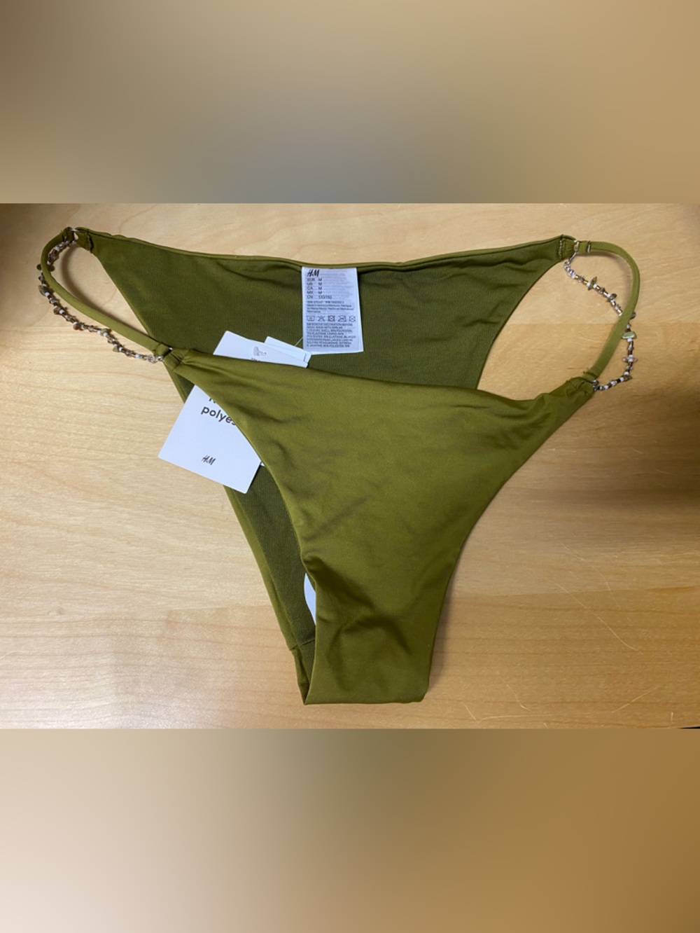 H&M Olive Beaded-Chain Bikini Bottoms